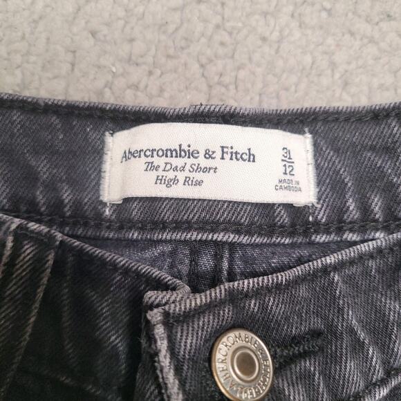 Abercrombie & Fitch Shorts Womens 31 12 Black Denim The Dad Short High Rise - Picture 3 of 7